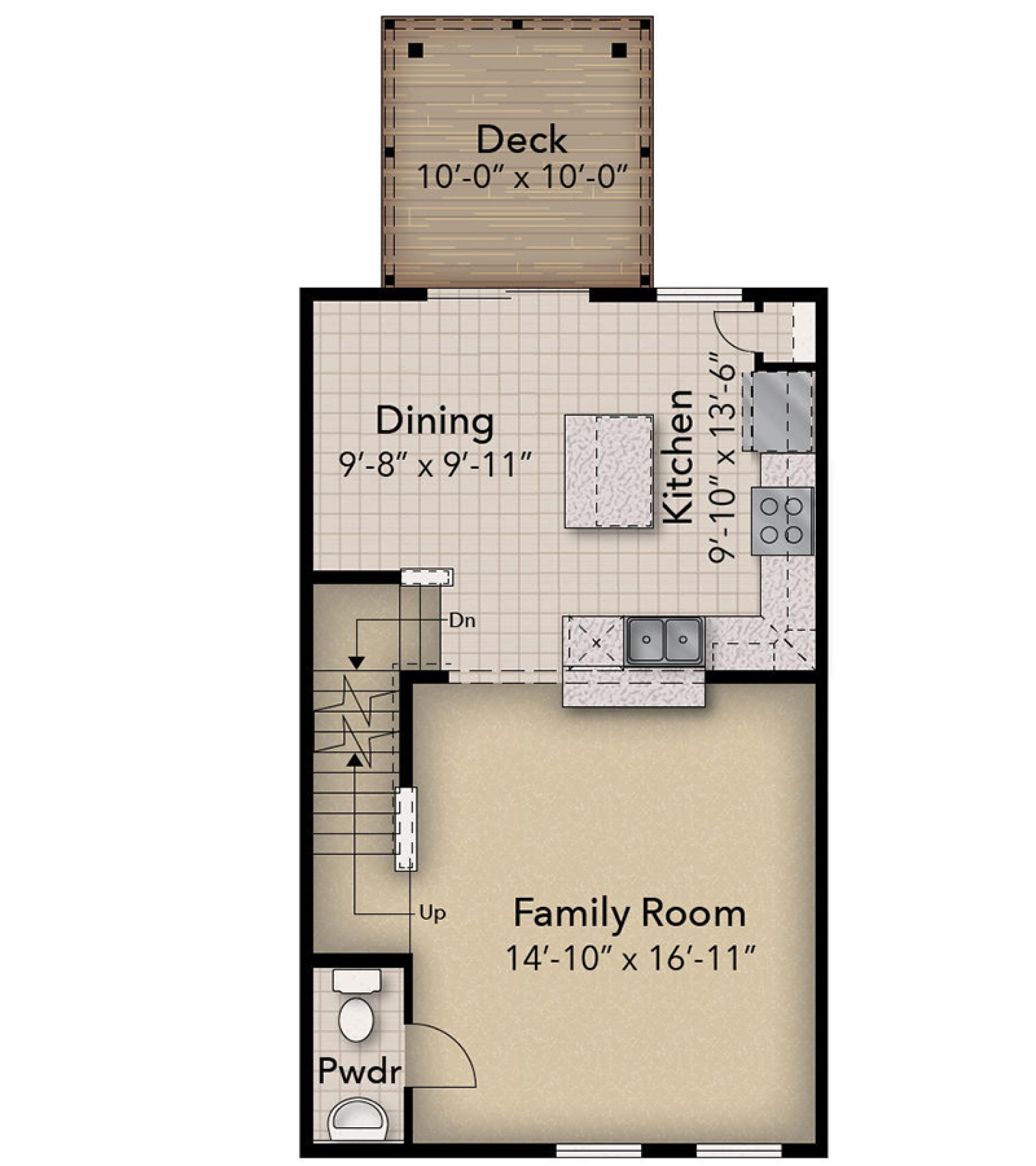 Floorplan drawing - main level living area