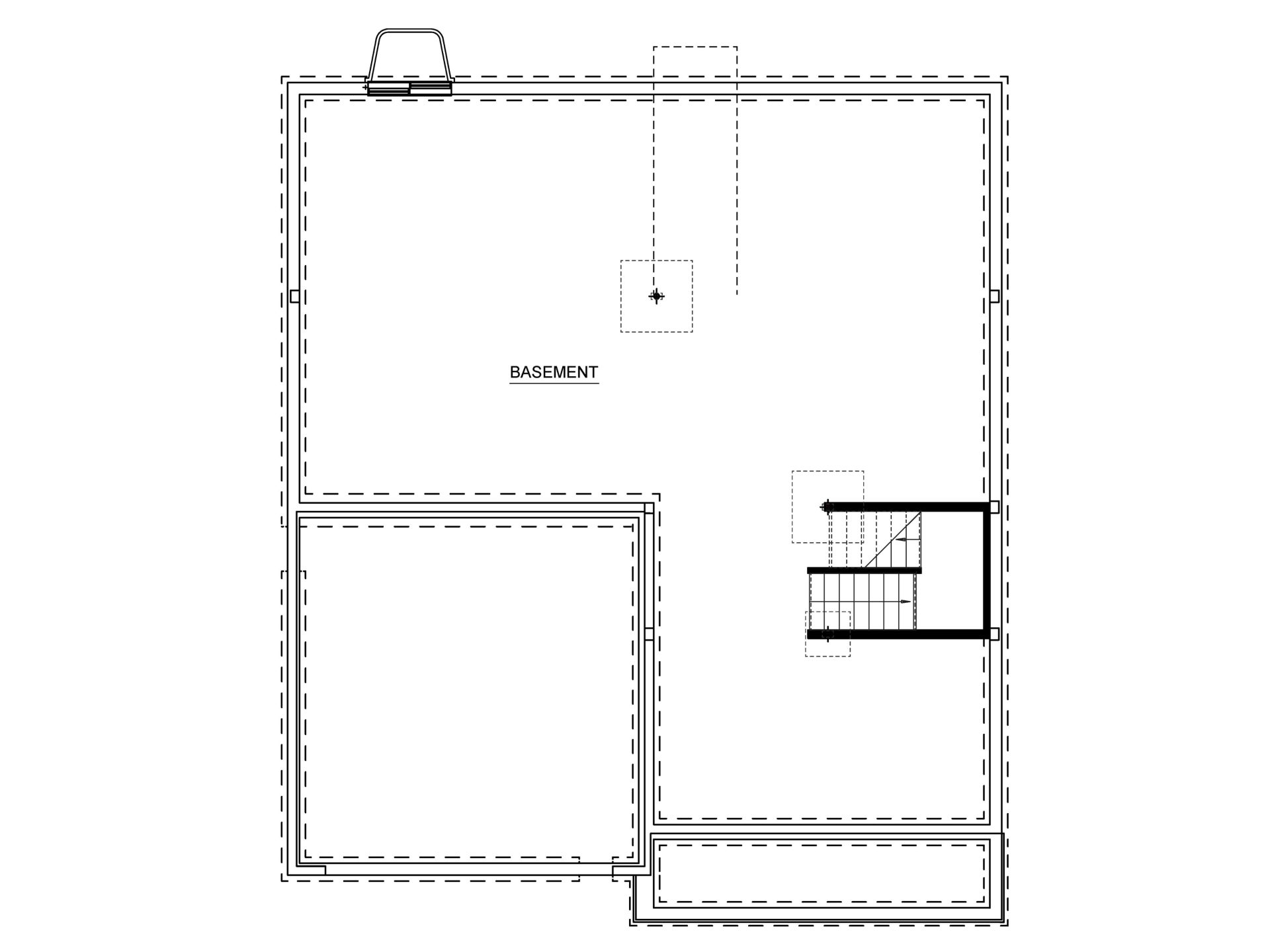 Floorplan Layout of an Unfinished basement with egress window well