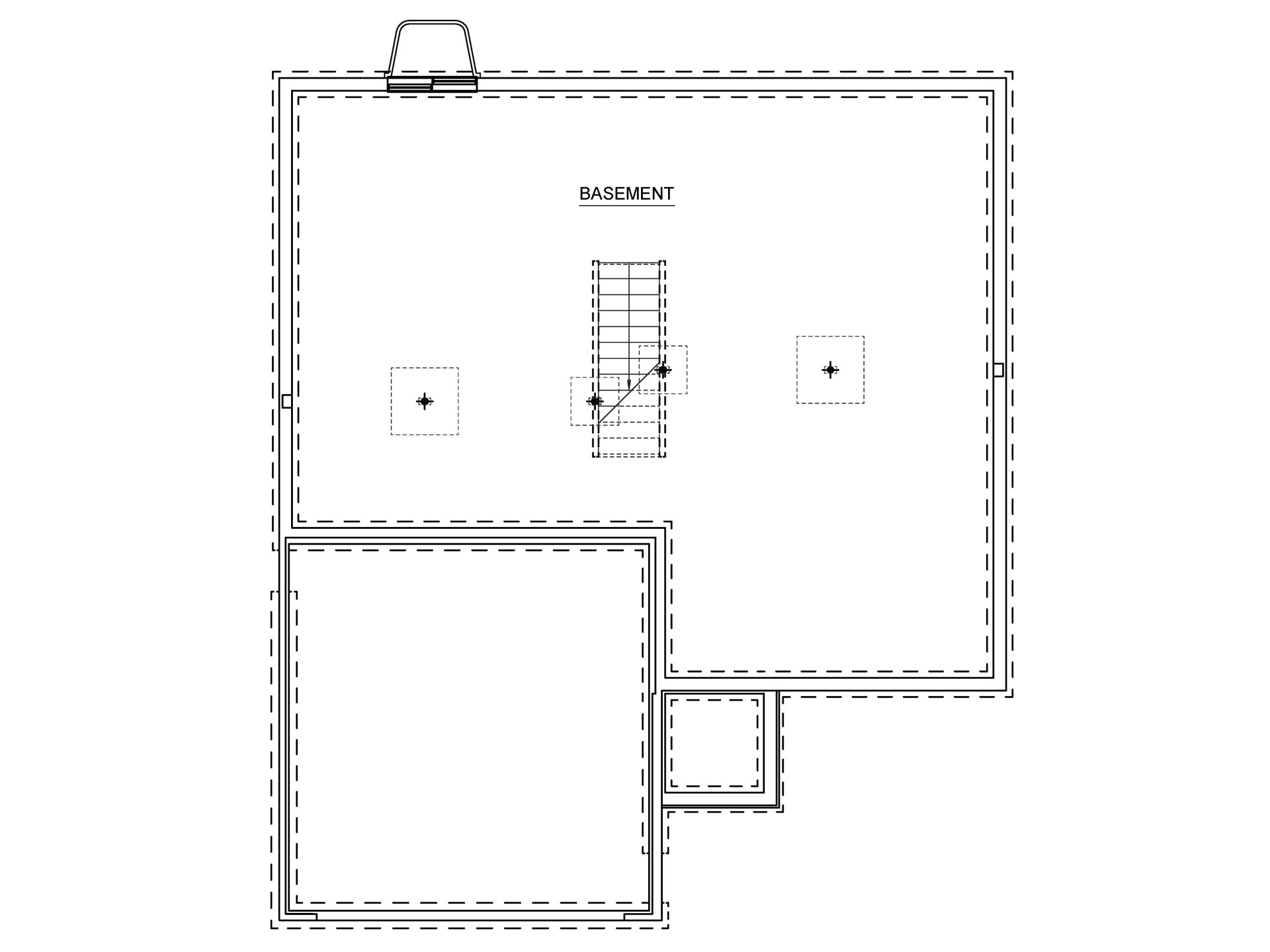 Floorplan drawing - unfinished basement with egress window well